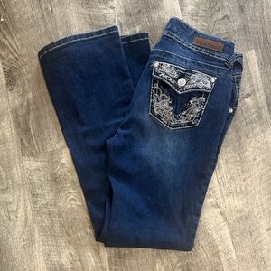 Wallflower Dark Blue Boot Cut Jeans with Embroidered Pocket